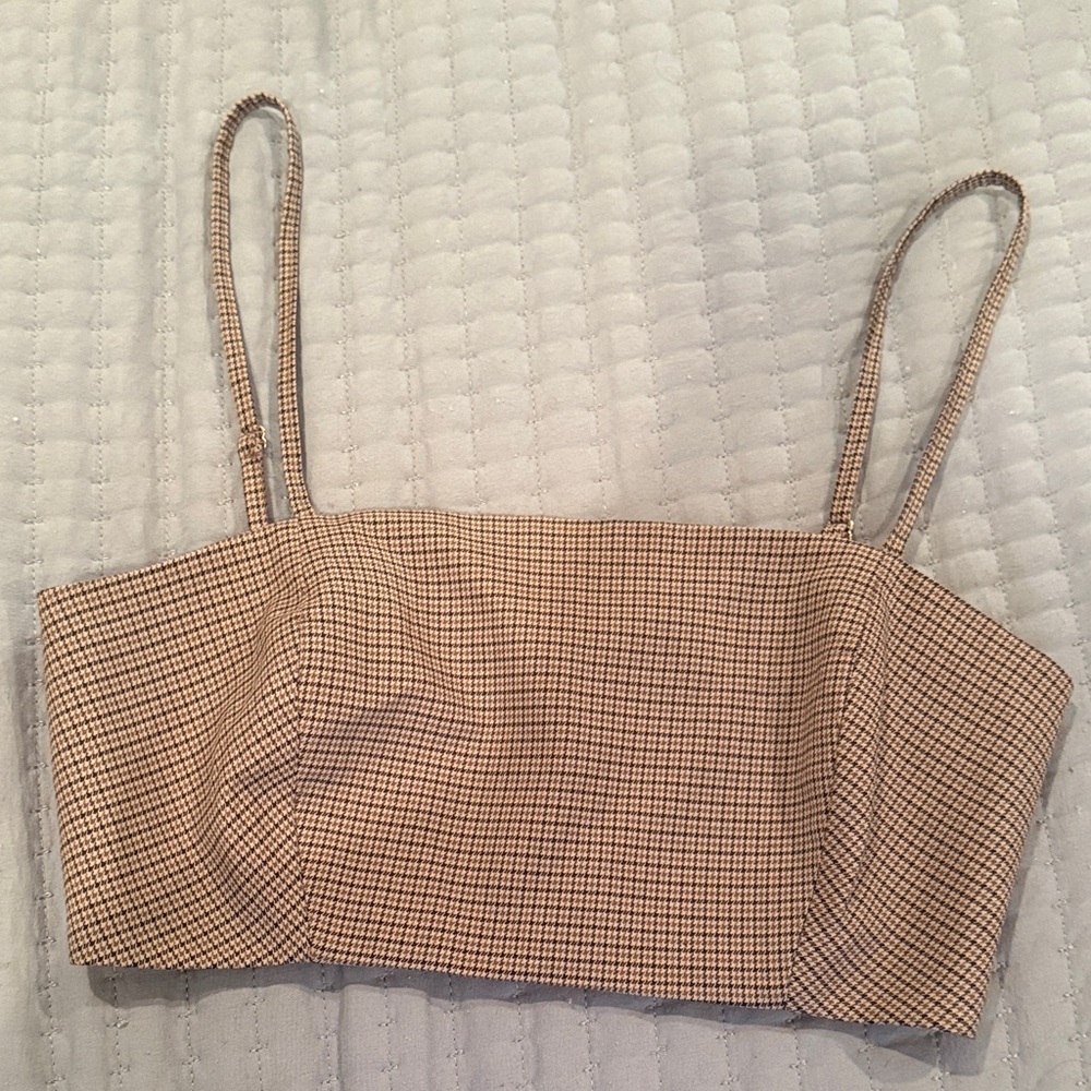 Checkered Tan Women's Crop Top
